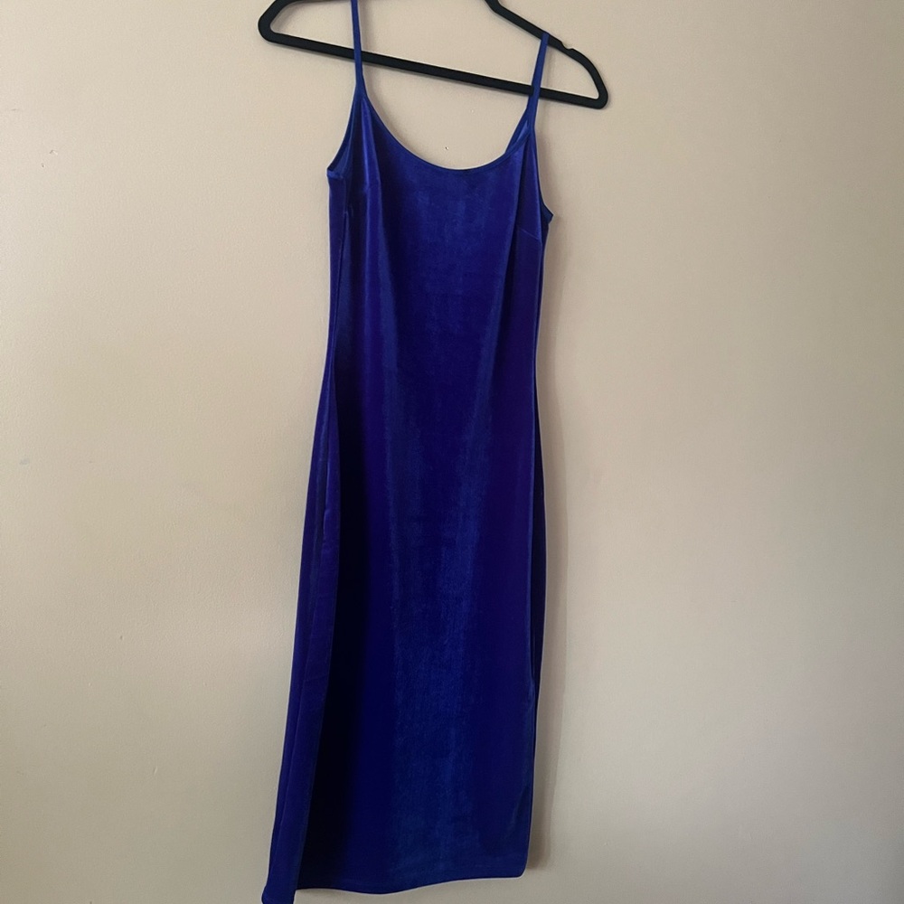 Forever 21 Royal Blue Velvet Midi Dress